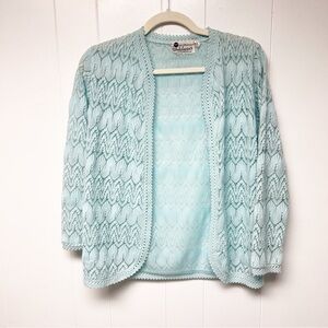 VTG Winkelman's Light Blue Textured Cardigan Small